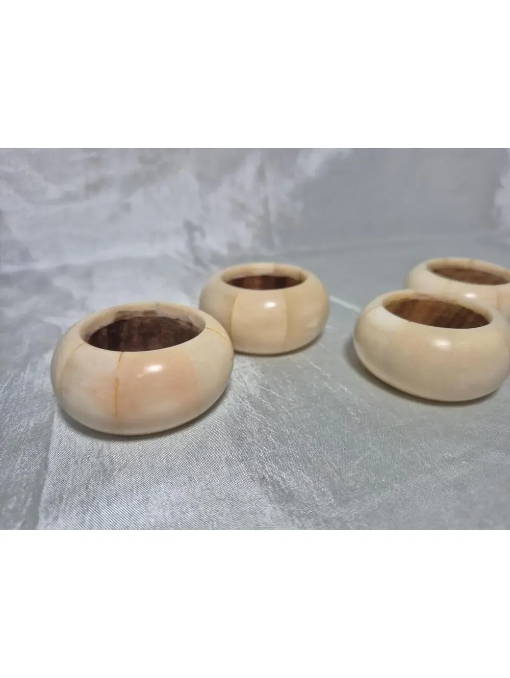 Vintage Aukey Napkin Rings Set of 4 Round Carved Soapstone 1 3/8